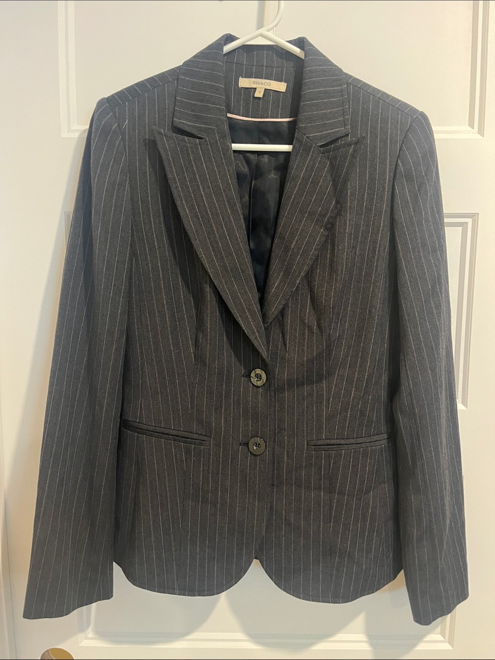 RW&CO. Women's Charcoal Pinstripe Blazer